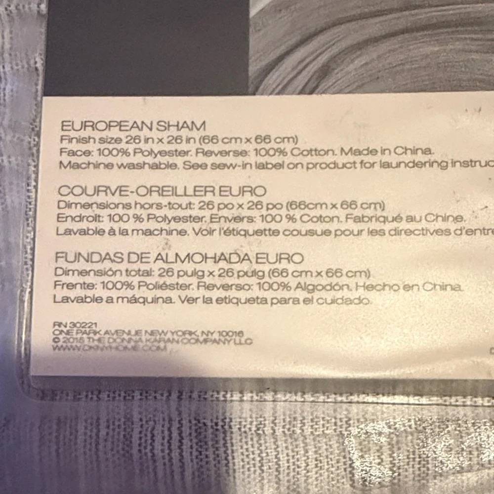 NIB DKNY European Sham in Soft Gray